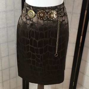 Mondi brown patterned pencil skirt